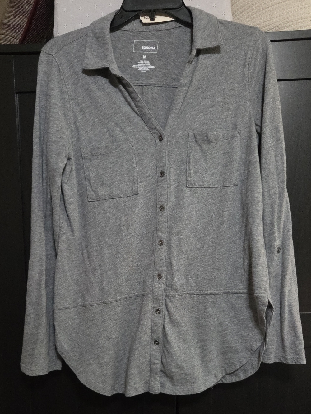 Sonoma Heather Gray Button-Up Long Sleeve Shirt